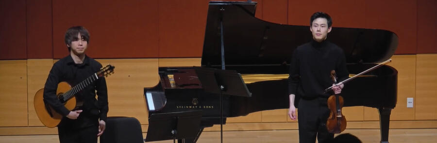 Jiujiu Wu performing in Ray Wangrui Xu's graduation recital at the New England Conservatory Jiujiu Wu performing in Ray Wangrui Xu's graduation recital at the New England Conservatory